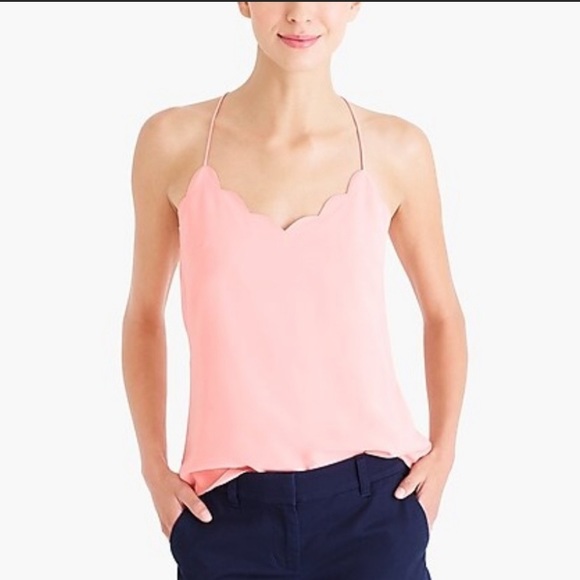 NWT Jcrew cream/pink scalloped cami tank Size 0